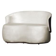 Namoradeira 2 Lugares Orgânica Decorativa Beatriz Veludo Bege/PU Marrom - Montanaris Decor