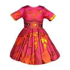 Fantasia Lavagirl Infantil Vestido - Fantasias Carol EF, M 5 - 8