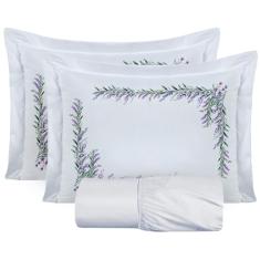 Jogo de Lençol Casal Padrão 3 Peças Percal 180 Fios 100% Algodão Nature (Lavanda)