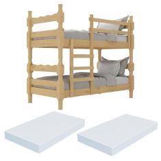 Beliche Madeira Maciça - vira 2 Camas - com Colchões Inclusos Porto Multimóveis CR4159 Natural