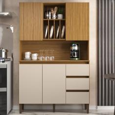 Armário De Cozinha 4 Portas 3 Gavetas Ac4430 Naturalle Cristalo Decibal Naturalle