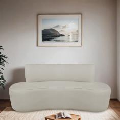 Sofá Curvo Orgânico 200cm 3 Lugares Bouclé Antonela