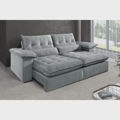 Sofá 5 Lugares Retrátil e Reclinável Mônaco Veludo com Molas Ensacadas