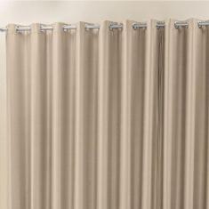 Cortina Madri 4,00M X 2,50M Bege Liso Tecido Semi Blackout Para Sala Q