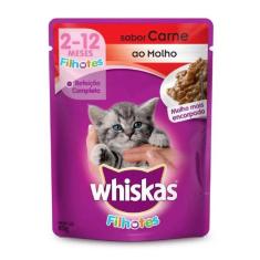 Ração Úmida Whiskas Sache Sabor Carne ao Molho para Gatos Filhotes 85g
