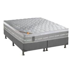 Cama Box King: Colchão Molas  Ensacadas Castor Premium Gel + Base CRC Suede Gray (193x203)