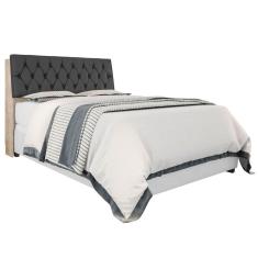 Cabeceira Box Casal Isis Amarula Com Capitonê Preto