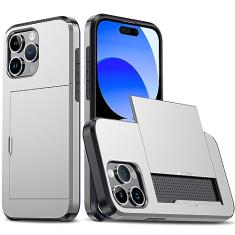 SORAKA Capa para iPhone 15 Pro Max com porta-cartões Capa para carteira Capa blindada para iPhone 15 Pro Max Capa para PC TPU de camada dupla Capa à prova de choque