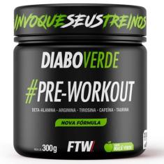 FTW Pré-Treino Diabo Verde em Pó com Cafeína, Aminoácidos Beta‑Alanina e Arginina para Treinos e Atividades Físicas - Pote 300 g (Maça Verde)