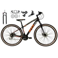 Bicicleta Aro 29 GTI Roma Câmbios Shimano 24v K7 Freios Hidráulicos Garfo Trava Pneus Faixa Bege-Unissex