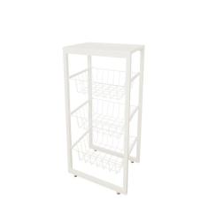 Fruteira De Chão Para Cozinha Branco Brilho Em Aço Branco