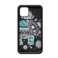 Capa Nation Elephant Flower Black Blue Animal para iPhone 12 Pro Max para Apple Mini Mobile Case
