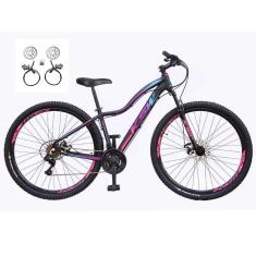 Bicicleta Feminina Aro 29 Ksw Mwza 24v Freios Hidráulicos Garfo Suspensão Mtb - Preto/Pink/Azul