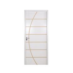 Kit Porta de Madeira Decorada 215x84cm com Batente de MDF Ultra 12cm Neblina MGM Branco