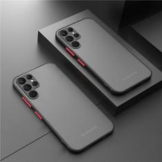 Armor Matte Phone Case Para Samsung Galaxy S23 S22 S21 Ultra Plus A52 A52S A53 A54 A14 A13 A12 A32 5G Shockproof Bumper Hard Case, Black, For S21