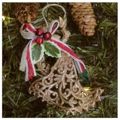 Kit 8 Enfeite Pendente Árvore Natal Anjo Dourado 12,5cm