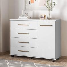Cômoda 4 Gavetas 1 Porta Flora Demóbile Branco