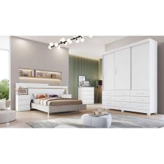 Guarda Roupa Solteiro 3 Portas 9 Gavetas - Buriti-Branco - Móveis Novo Horizonte