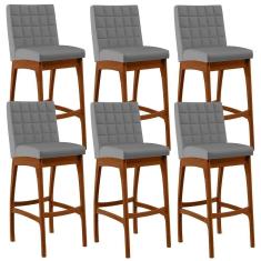 Kit 06 Banquetas Altas Mila Facto Cinza Fosco