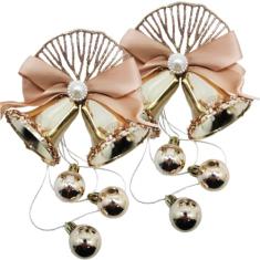 Kit 2 Enfeite Pingente Sino Bolinhas Glitter Natalino 30cm