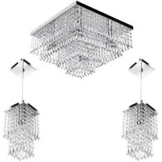 Kit 1 Lustre Cristal Acr Dreamcrillic + 2 Pendentes Spark - MARRYLUZ