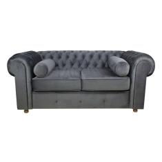 Sofá Chesterfield 02 Lugares 1.80 Cm Cor Cinza New Velu 012 Jr