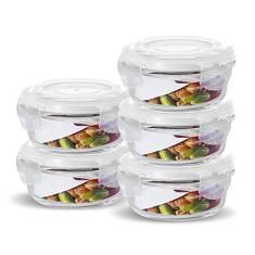 Pote Vidro Hermético Marmita Fit Jogo com 5 Unidades 400ml