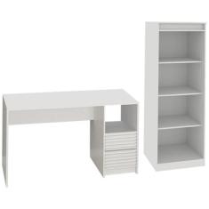 Escrivaninha e Estante Para Escritorio ME4174 ME4150 Branco Tecno Mobi