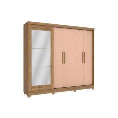 Guarda Roupa 5 Portas (1 c/ Espelho) e 4 Gavetas c/ Pés CB01N564 Nogueira/Macadamia - Kappesberg