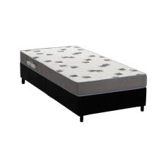 Cama Box Solteiro: Colchão Espuma D33 Ortobom Light Saúde + Base Crc Suede Black (88x188)