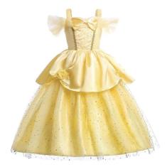 Vestido Infantil Bela e a Fera - Fantasia de Princesa para Festa de An