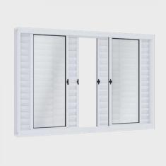 Janela de Aço Veneziana de Correr 100x150cm 6 Folhas com Vidro Riobras