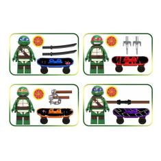 Bonecos Blocos De Montar Kit Tartarugas Ninjas Skate