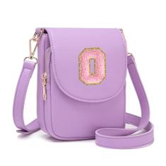 Viverte Bolsa transversal para meninas adolescentes, pequena, inicial, celular, bolsa de couro com compartimento triplo, Lavanda