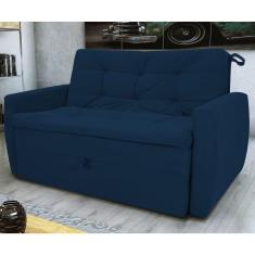 Sofá Cama Para Sala De Estar Hiro Suede Azul