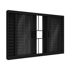 Janela De Alumínio Veneziana 120x150cm 6 Folhas Com Grade Lucasa Preto