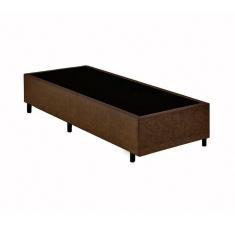 Base Box Blindado Solteiro Extremo Reforçado Homequeen Suede Marrom 40x88x188