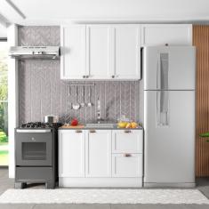 Cozinha Modulada 3 Peças 6 Portas 2 Gavetas Com Balcão Para Pia Unna Branco