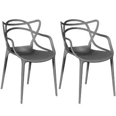 Conjunto com 2 Cadeiras Allegra Pretas – Design Moderno e Empilhável em Polipropileno Resistente