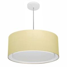 Lustre Pendente Cilíndrico Duplo Md-4294 Cúpula em Tecido 50x25cm Algodão Crú - Bivolt