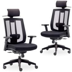 Kit 02 Cadeiras de Escritório Giratória Presidente Executiva Song Pret