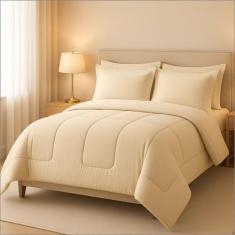 Kit Edredom Casal Queen Jogo de Lençol 06 peças Aconchego Dupla Face C