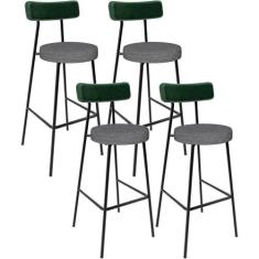 Kit 04 Banquetas Alta Bar Cozinha Sala Jantar Milão L02 Facto Verde Li
