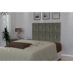 Painel de Cama box Botão Solteiro 0,90 Elegance cor Cinza - Comprar Moveis em Casa