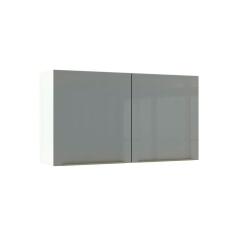 Armário Aéreo Madesa Lux 120 cm 2 Portas - Branco/Cinza