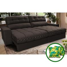 Sofá Retrátil e Reclinável 2,12m Molas Ensacadas Cama inBox Brasil. Velusoft