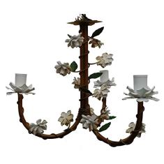 Lustre de Sala de TV Artesanal com Flores de Ferro Rustico Leve