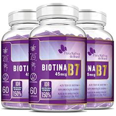 Kit 3x Biotina (vitamina B7) 60 cápsulas - Flora Nativa