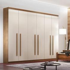 Guarda Roupa Casal 6 Portas 4 Gavetas MDF Divino Rufato Imbuia/Off White