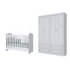 Jogo de Quarto com Guarda Roupa Americano e Berço Bala de Menta - FdECOR